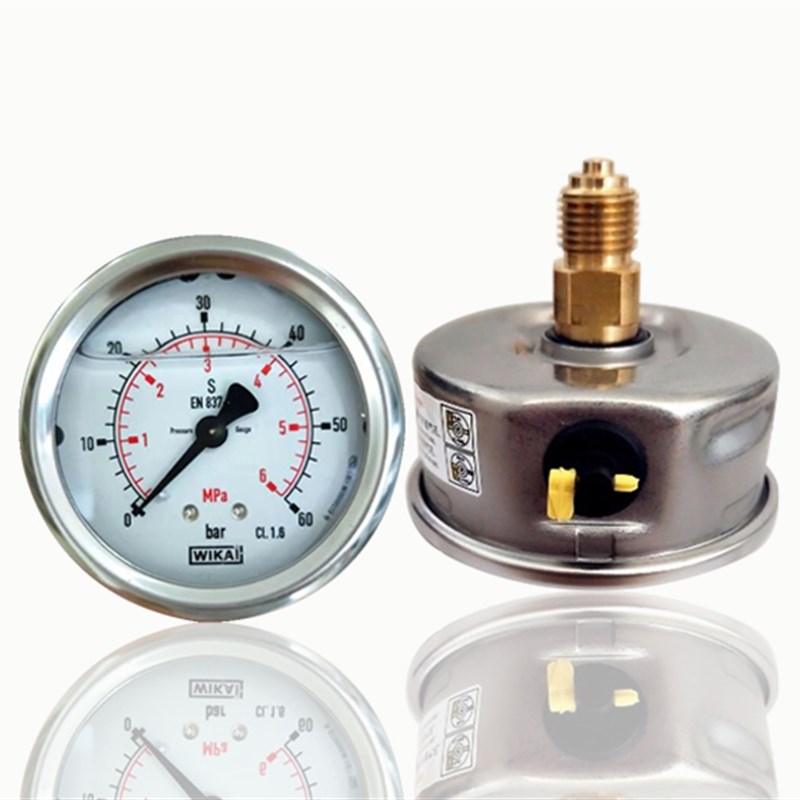 供威卡WIKA不锈钢压力表耐震充油压力表轴向加液压力表Y60 60BAR