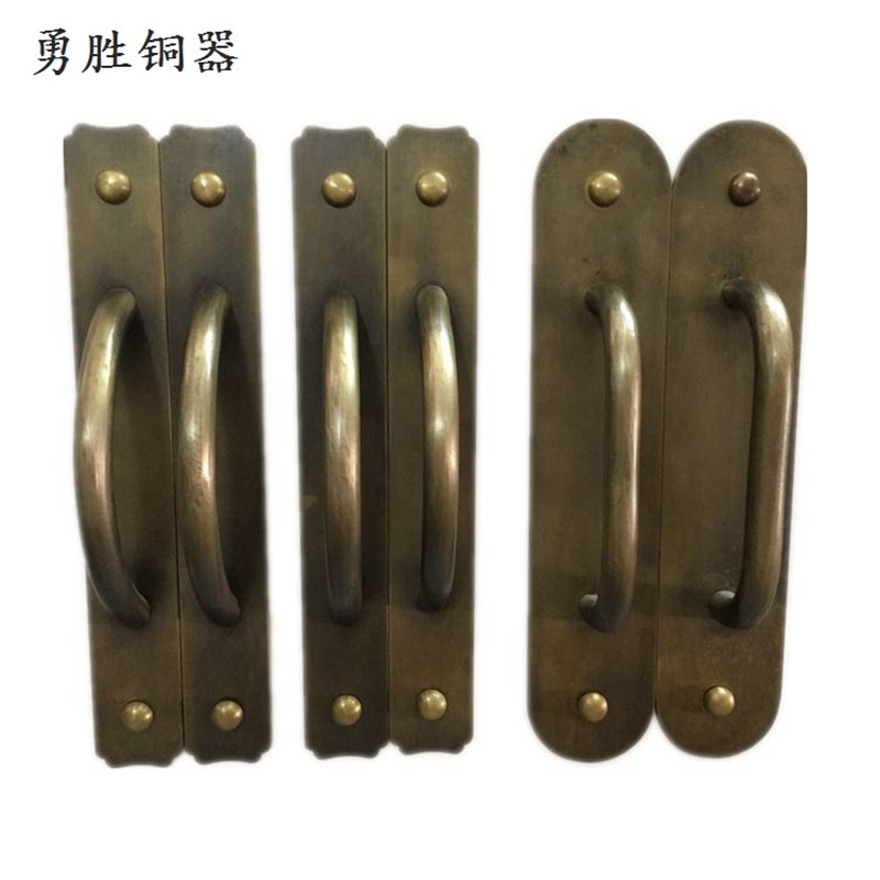 明装纯铜中式大门拉手 简约对开门手柄玻璃门入户门仿古铜大把手