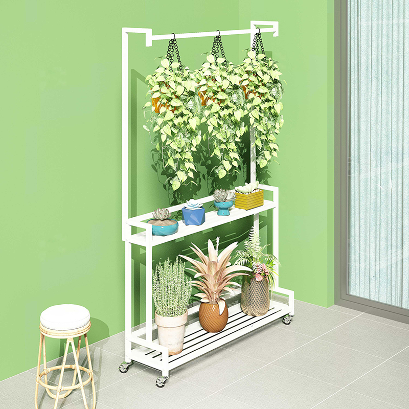 阳台花架置物架移动铁艺花架子双层室内落地式多肉植物摆放花盆架