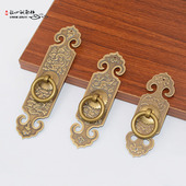 新中式 仿古纯铜拉手直条门把手衣柜门橱柜铜拉手古典家具铜配件