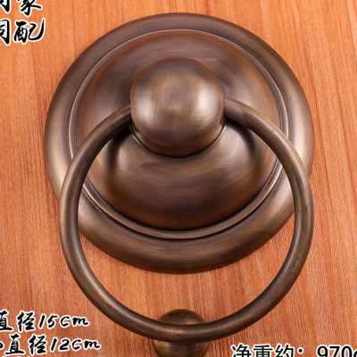中式仿古纯铜圆形门环玻璃门对装拉手门钹老式门加厚铜把手铜配件
