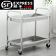 加厚不锈钢餐车酒店二层手推车双层餐厅送餐车收碗车饭店小推车