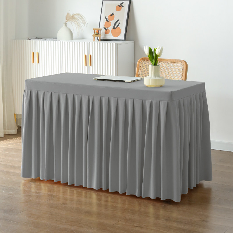 定制会议室桌布酒店长方形餐桌台布布艺商务展会签到长条桌裙套罩