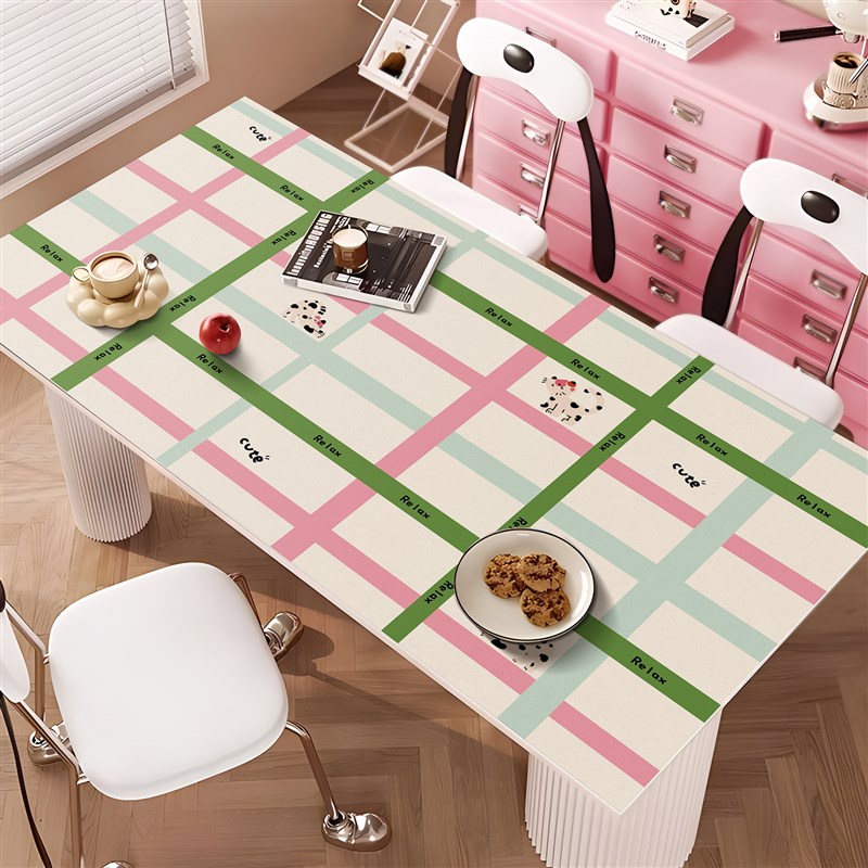 奶牛猫皮革桌垫卡通桌布防水防油免水洗茶几硅胶定制桌面垫可擦