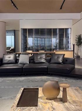 DYLAN迪兰头层真皮沙发异形意式极简布艺转角大户型客厅直排弧形