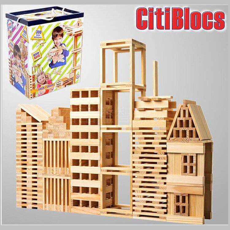 300片堆塔积木原木色实木益智创意木制拼搭木质玩具