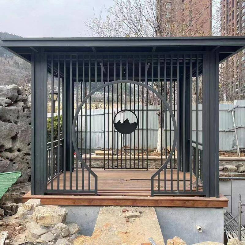 新中式铝合金凉亭铝艺廊架户外长廊景观廊架花园小区铝合金凉亭