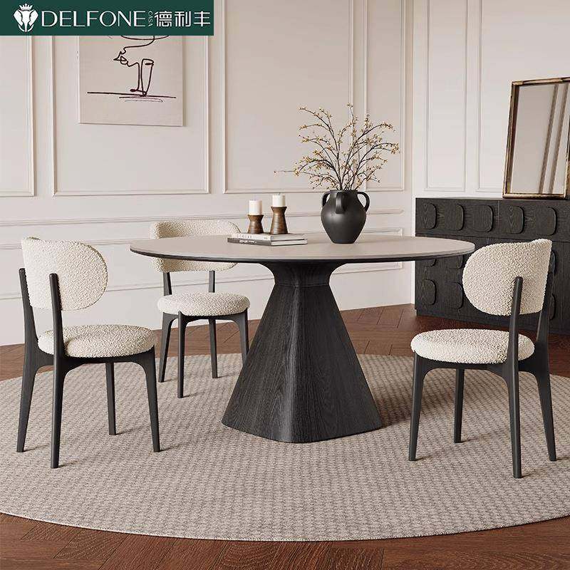 德利丰岩板法式复古实木圆桌黑色吃饭桌家用现代简约纯白圆形餐桌,鲜花速递/花卉仿真/绿植园艺,割草机/草坪机,淘宝优惠券,粉丝福利购,淘宝优惠卷