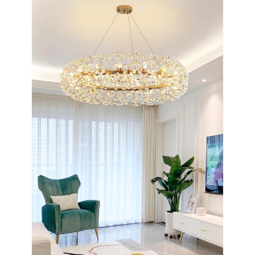 轻奢水晶吊灯客厅灯2023年新款女孩主卧室灯网红蒲公英服装店灯具