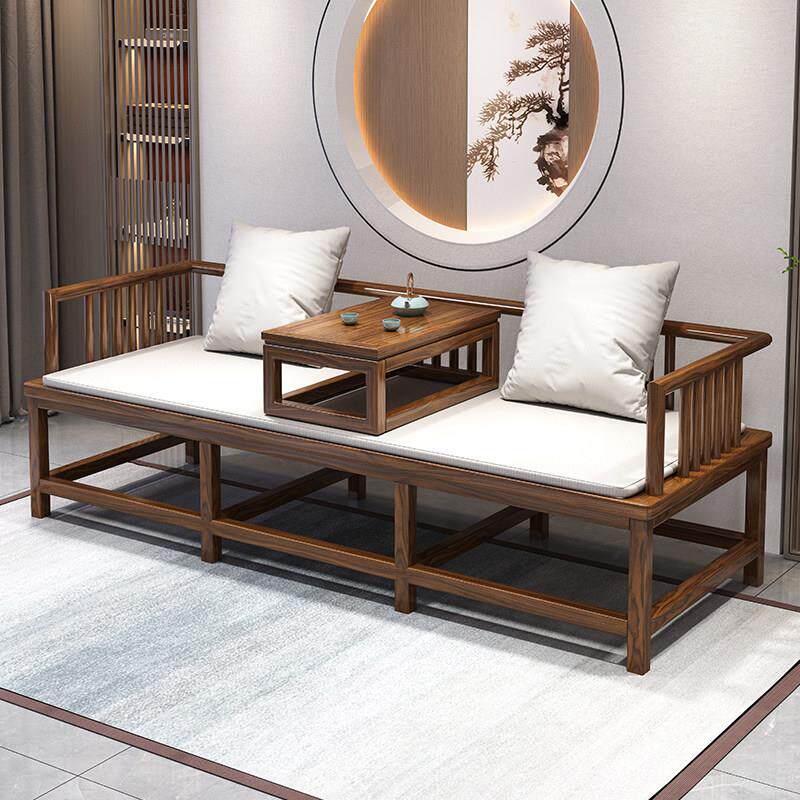 新中式实木罗汉床小户型客厅家用沙发床两用现代贵妃卧榻推拉躺椅