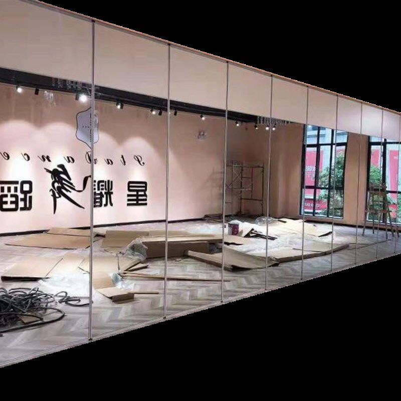 瑜伽房镜面活动隔断舞蹈教室单双面镜子可移动隔墙折叠屏风高隔墙