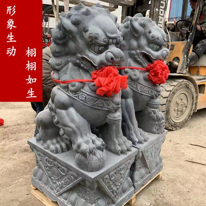 一对看门镇宅家门口摆件酒店别墅摆放汉白玉门狮子青石石雕石狮子