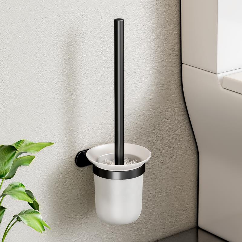 免打孔太空铝马桶刷套装厕刷架化妆室马桶刷架子厕所刷带马桶刷杯