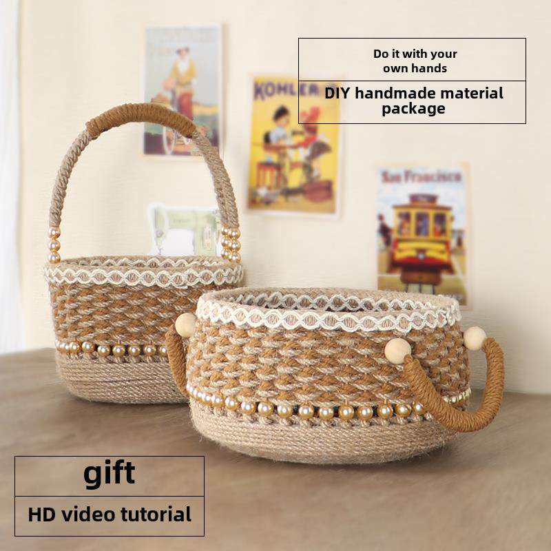 手工DIY材料包光盘软柄篮子4毫米麻绳编织编织编织材料包