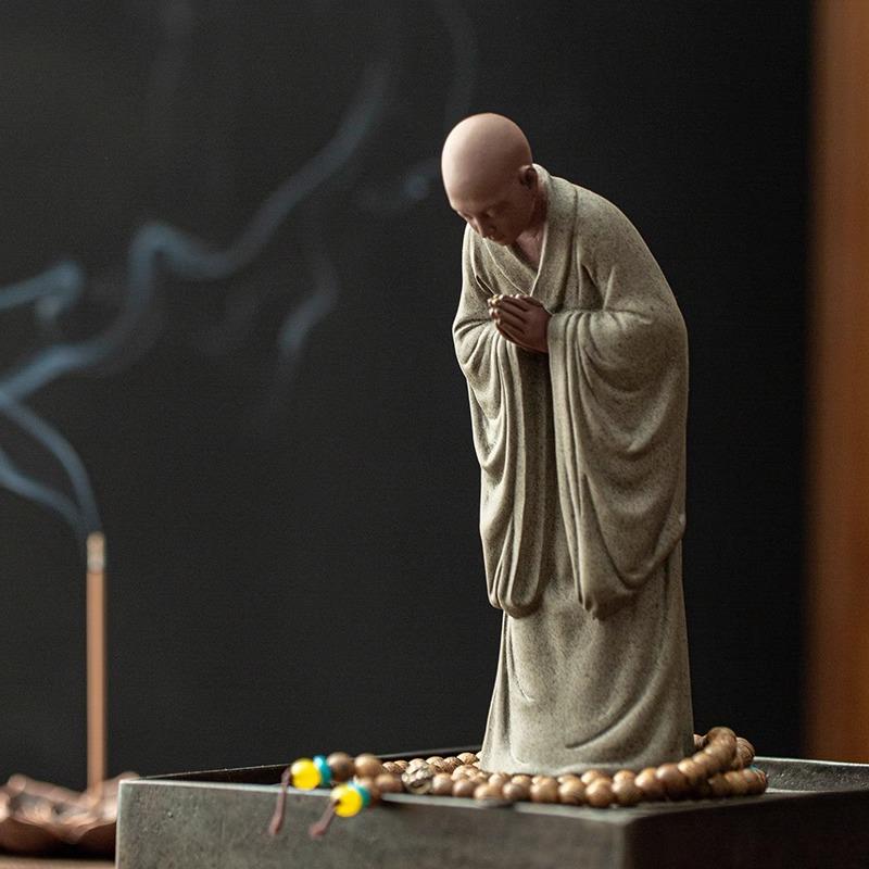 创意玄关中式陶瓷小和尚摆件禅意小沙弥家居博古架摆设鱼缸装饰品