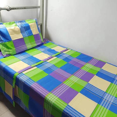 全棉宿舍三件套 单人被套床单 紫绿黄线格高中学生大学床品被子罩