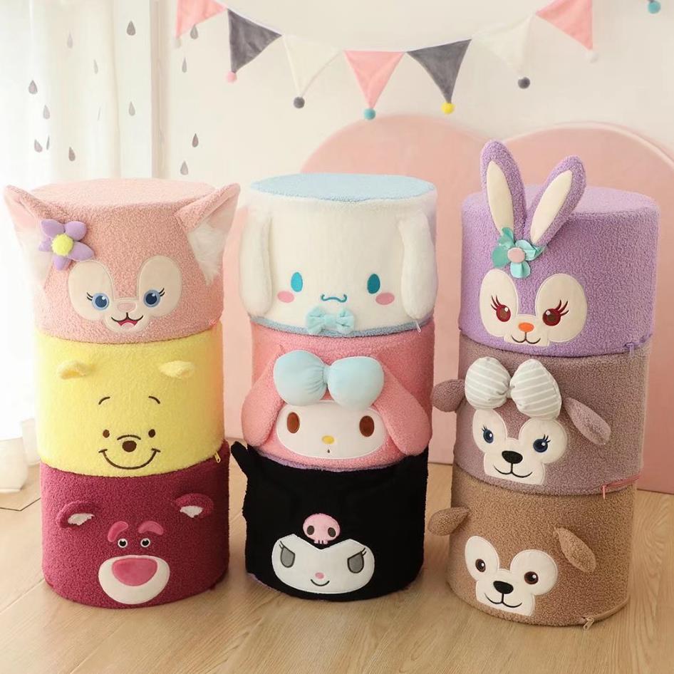 毛绒卡通小凳子加厚网红矮凳家用儿童椅子板凳宝宝轻便圆凳可拆洗