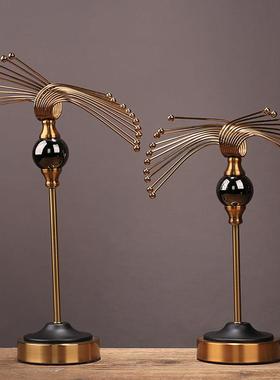 欧式轻奢金属摆件样板房书房办公室客厅电视柜酒柜家居工艺装饰品