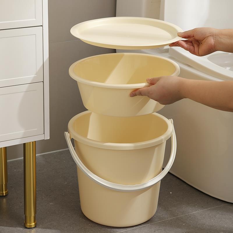 水桶加厚塑料带盖子储水桶学生宿舍用洗澡洗漱家用洗衣桶盆套装提