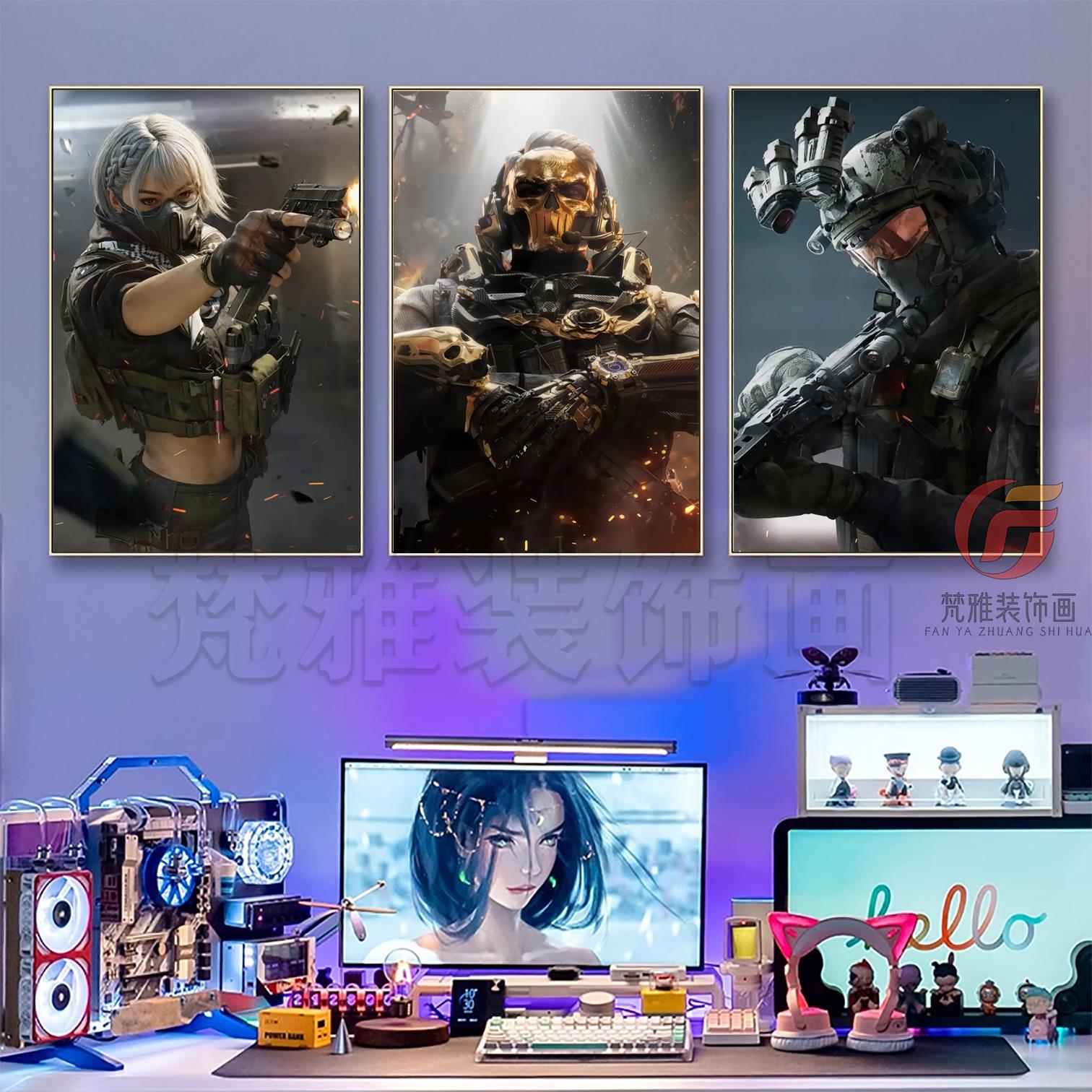 三角洲行动装饰画 画特种兵军事风射击电竞游戏房间网咖挂画 画客