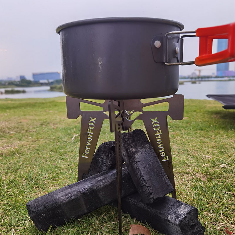户外露营焚火炉底架便携烧水壶架