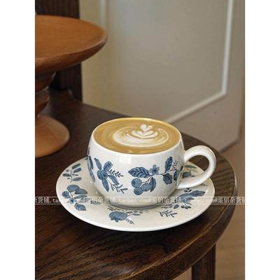 复古硕果陶瓷蛋杯咖啡杯碟拿铁拉花杯下午茶杯中古杯子礼物