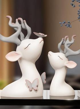 现代创意艺术高级感鹿摆件轻奢高档客厅电视柜玄关酒柜家居装饰品