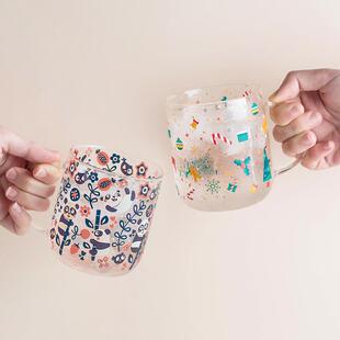 西比尔圣诞玻璃杯网红ins家用牛奶杯咖啡杯大容量耐高温水杯子女