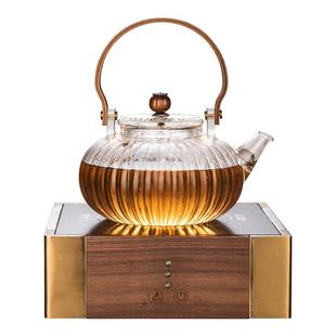 煮茶器实木电陶炉茶具泡茶壶套装 容山堂玻璃煮茶壶加厚烧水壶新款