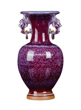 陶瓷器钧瓷仿古开片花现家居客厅装饰工艺品古典摆件