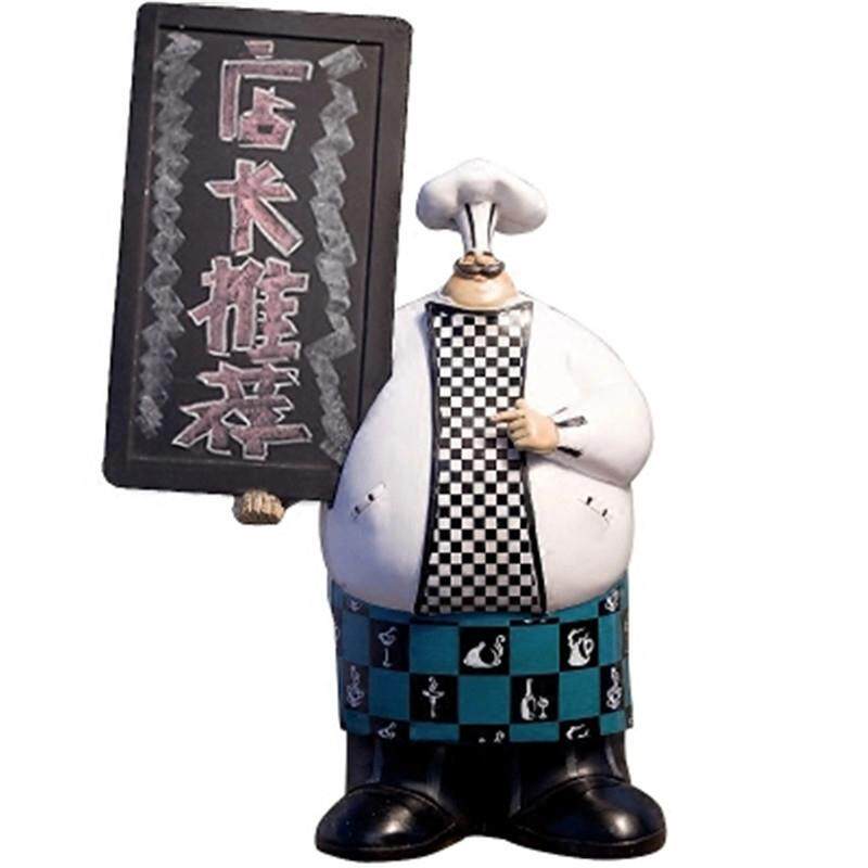 欧式时尚创意家居树脂工艺品胖厨师留言板摆件橱窗餐厅装饰品