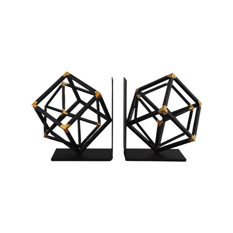 现代简约几何金属立方书挡书靠装饰摆件客厅卧室书房软装家居饰品