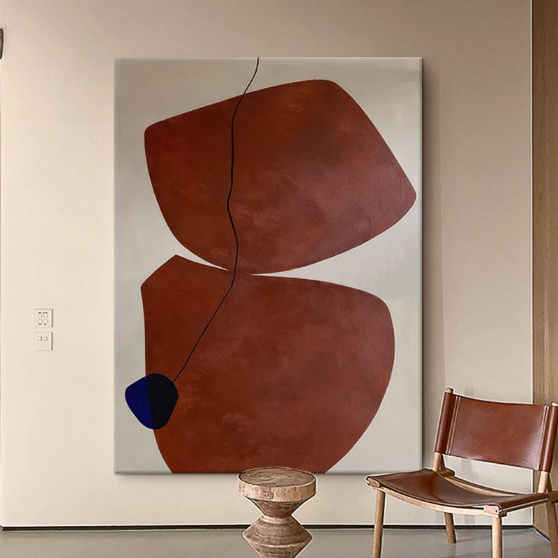 时光赤贫风装饰画客厅纯手绘抽象油画样板间竖版色块背景墙挂画