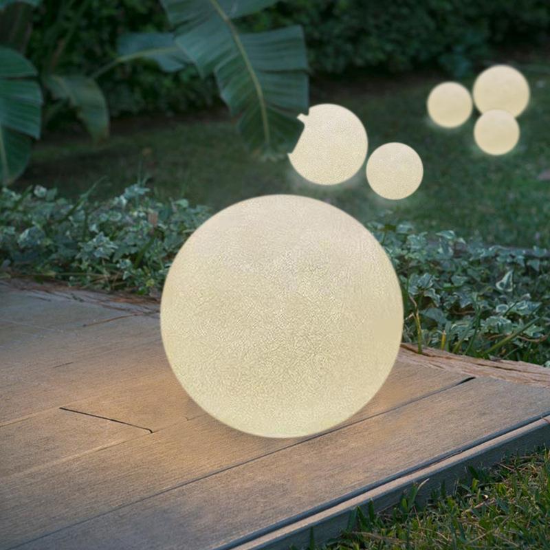网红户外防水充电发光圆球太阳能庭院草坪灯LED氛围月球落地灯