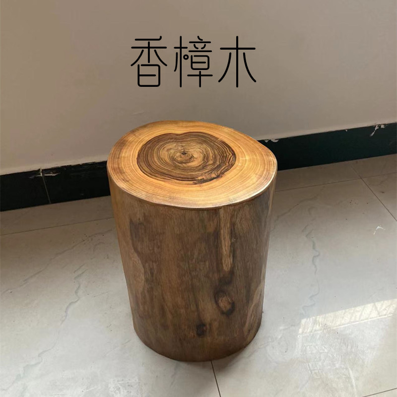 批发木墩香樟木树墩原木坐凳子实木圆凳换鞋凳树桩大木桩底座茶几