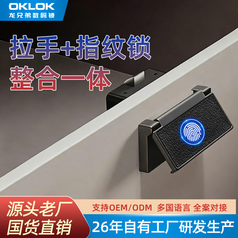 带拉手指纹密码抽屉柜门防盗锁