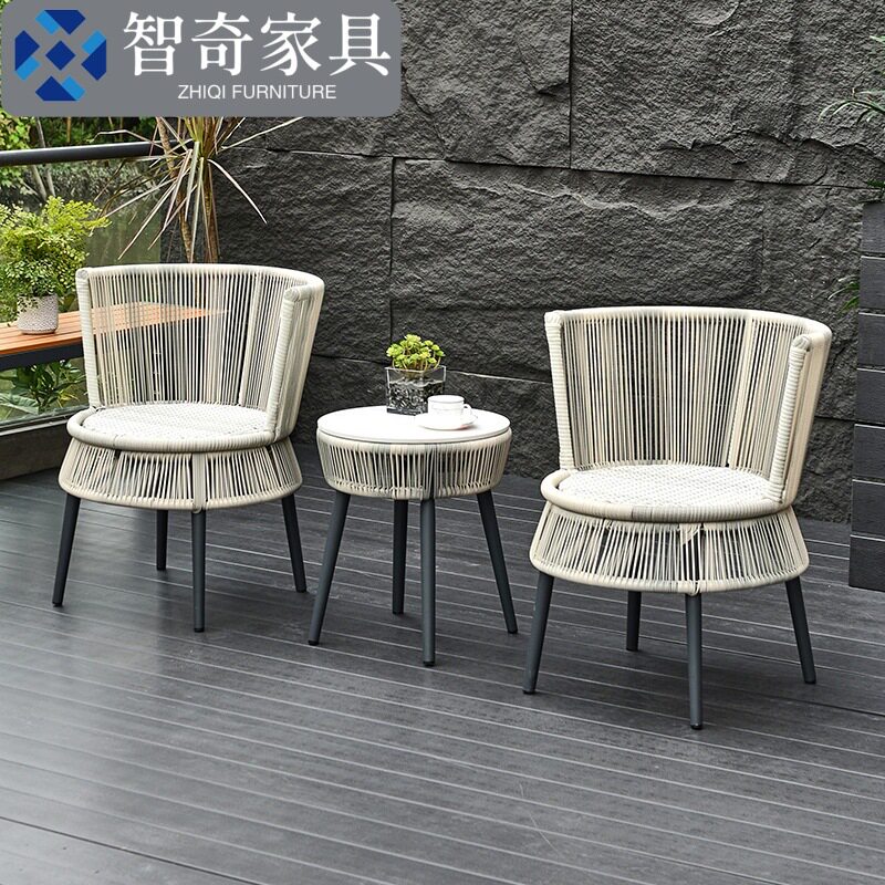 户外藤椅庭院花园室外桌椅组合别墅民宿酒店样板房防水防晒藤椅