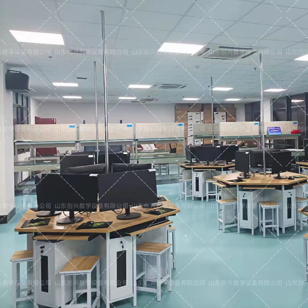 六边形六角培训考试桌活动实践学校机房微机室电脑桌五边形6