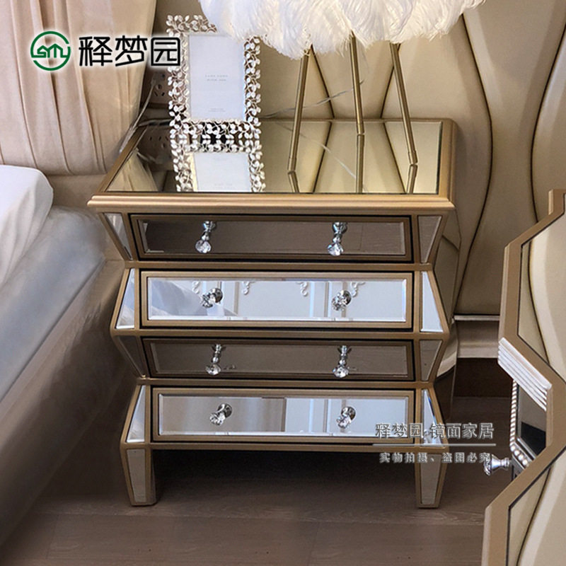 欧式新古典后现代镜面床头柜