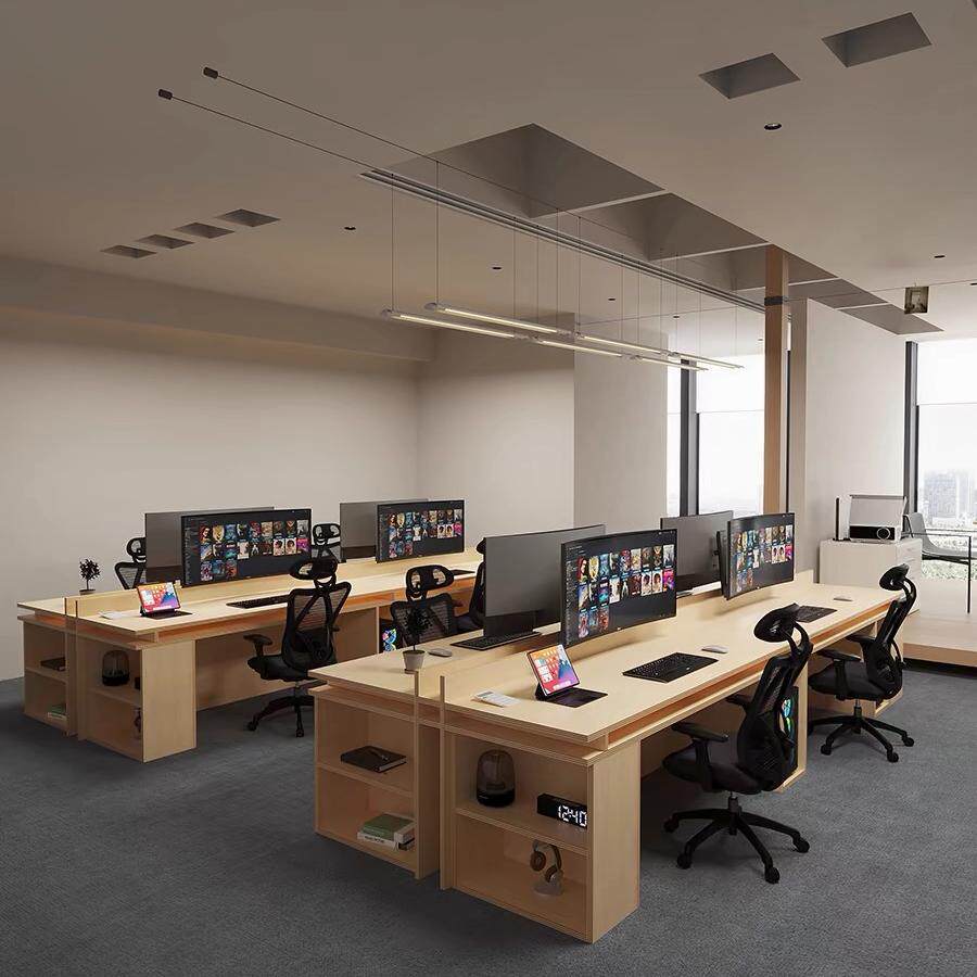 海洋板办公电脑桌工作台写字台设计师款轻奢桦木简约洽谈桌工位桌