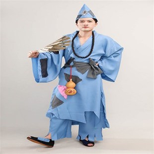 快速发货古装汉服济公服装男全套叫花F子乞丐要饭破衣红外补光杯