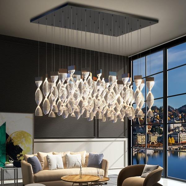 客厅灯轻奢复式楼loft楼梯间长吊灯现代简约挑空大厅新款创意灯具