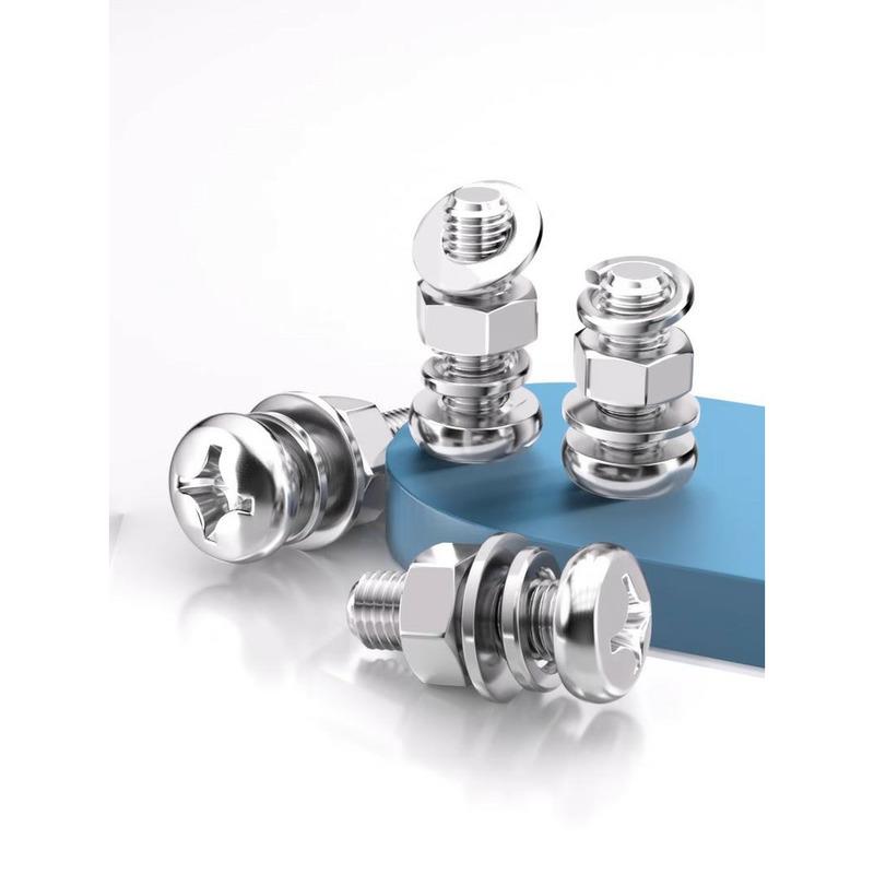 不锈钢304十字小盘头螺丝钉螺栓螺母平弹垫套装组合M2M3M4M5M6M8