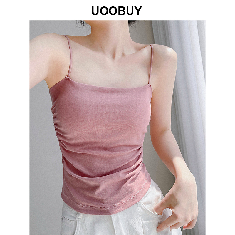 UOOBUY纯欲性感抽褶带胸垫吊带