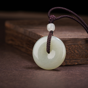 真品和田玉平安扣吊坠男女玉佩挂件天然玉石玉坠项链一对挂坠情侣