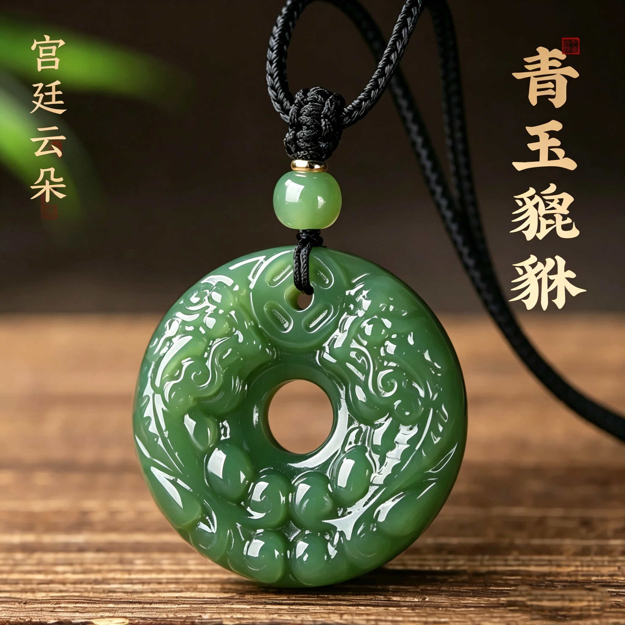 天然和田玉双面貔貅平安扣吊坠