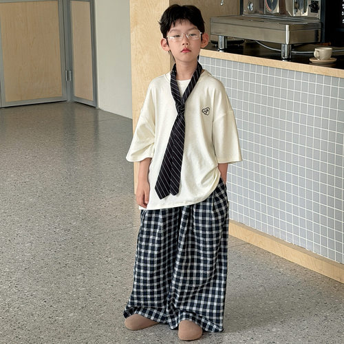 乔伊斯童装短袖儿童夏季T恤韩版2026新款雪花绣纯色百搭童装上衣