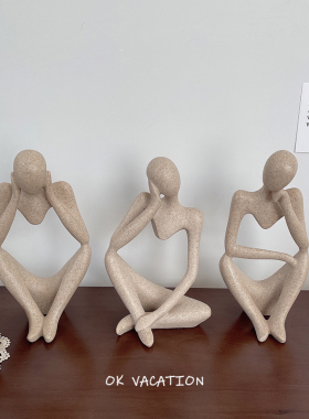 速发风家居装饰人物装术摆件小众思考者抽象雕塑脂树房间艺饰餐厅