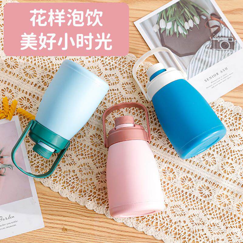 速发202新款大肚水杯萌系花茶杯供应地推活动礼品杯双层隔热广告