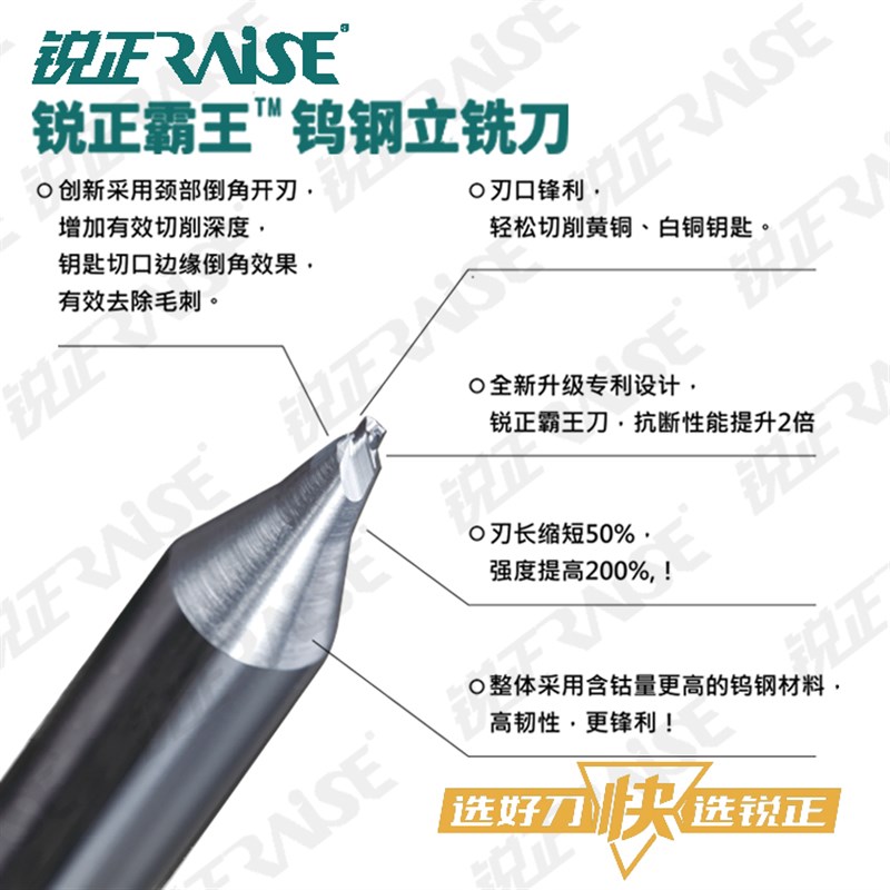 现货速发【P-R24】锐正 霸王钨钢立铣刀 打孔洗线钻 立式机器铣刀